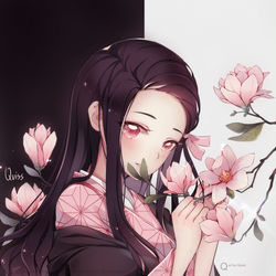 This is a pixiv picture whose title is 禰豆子 朴の木.