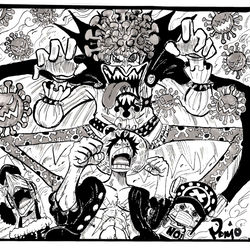 This is a pixiv picture whose title is コロナなんてぶっ飛ばせ！！！海賊ルフィVS海賊コロナ.