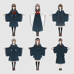 This is a pixiv picture whose title is 和風な制服乙女シリーズ.