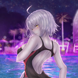 This is a pixiv picture whose title is 競泳水着邪ンヌさん.