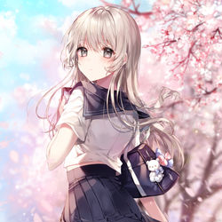 This is a pixiv picture whose title is 春の通学路🌸.