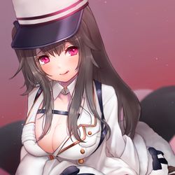 This is a pixiv picture whose title is 「なに指揮官、我慢できないの？」.