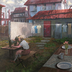 This is a pixiv picture whose title is Cat Yard.