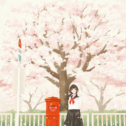 This is a pixiv picture whose title is 春を届けるサクラ舞う.