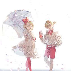 This is a pixiv picture whose title is 桜鏡音.