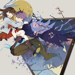 This is a pixiv picture whose title is 月夜に散る儚き思い.