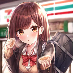 This is a pixiv picture whose title is 半分食べる？.