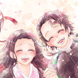 This is a pixiv picture whose title is 鬼のいない世界で笑おう.
