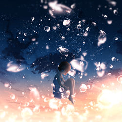This is a pixiv picture whose title is 空の海に生きる。.