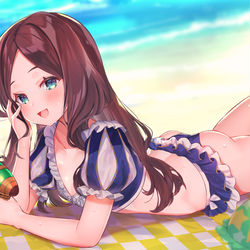 This is a pixiv picture whose title is 水着ロリダ・ヴィンチちゃんと海！.