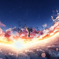 This is a pixiv picture whose title is 「アスノヨゾラ哨戒班」.