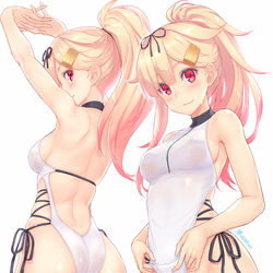 This is a pixiv picture whose title is 水着夕立ちゃん.