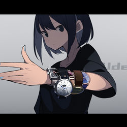 This is a pixiv picture whose title is もらった腕時計を全部付けた子。.