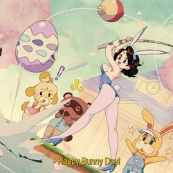 This is a pixiv picture whose title is [RETRO] Bluesona Bunny Day [ACNH.