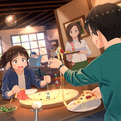 This is a pixiv picture whose title is 滑り落ちたチーズを全部持ってかれた女の子.