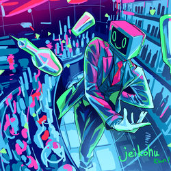 This is a pixiv picture whose title is ブラウン管頭のjeikohuさん［skeb］.