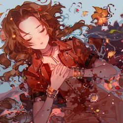 This is a pixiv picture whose title is 絵師進化録エアリス.