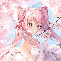 This is a pixiv picture whose title is 🎼🎶桜ミク🌸Wedding.