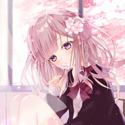 This is a pixiv picture whose title is 桜と女の子🌸.