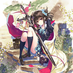 This is a pixiv picture whose title is 女子高生とファンタジー.