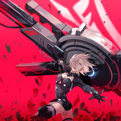 This is a pixiv picture whose title is 神を撃ち落とさん.