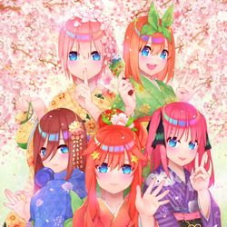 This is a pixiv picture whose title is 五等分の着物.