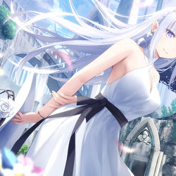 This is a pixiv picture whose title is 白ワンピエミリアたん.