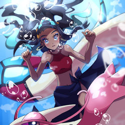 This is a pixiv picture whose title is 【薄明の翼】ルリナとミロカロス.