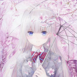 This is a pixiv picture whose title is 桜流し.