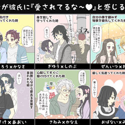 This is a pixiv picture whose title is 鬼滅現パロで愛されてる瞬間.