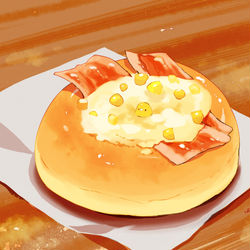 This is a pixiv picture whose title is ベーコンコーンパン.