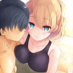 This is a pixiv picture whose title is 水着お風呂.