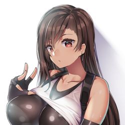 This is a pixiv picture whose title is 黒インナー追加でムレが気になるティファ.