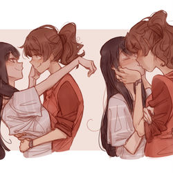 This is a pixiv picture whose title is kiss.