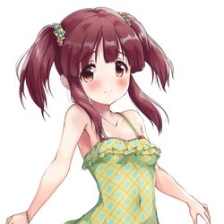 This is a pixiv picture whose title is 勇気を出してワンピース水着智絵里ちゃん.