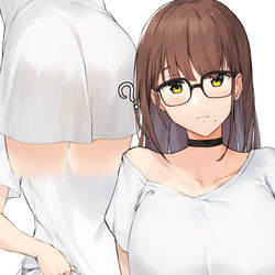 This is a pixiv picture whose title is 下着を着ていないような彼女に問うと、.