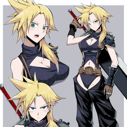 This is a pixiv picture whose title is 【女体化注意】クラウド♀.