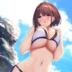 This is a pixiv picture whose title is 岩場の陰に連れてこられた一夜ちゃん.