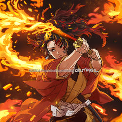 This is a pixiv picture whose title is 日の呼吸.