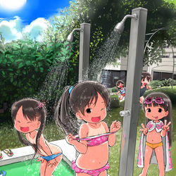 This is a pixiv picture whose title is シャワーで遊ぶ女の子たち.