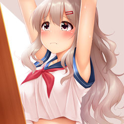 This is a pixiv picture whose title is 高いところのものを必死に取ってくれるＪＫ先輩.