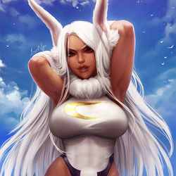 This is a pixiv picture whose title is Rumi Usagiyama / Mirko from MHA.