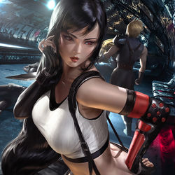 This is a pixiv picture whose title is Tifa and Aerith.