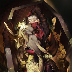 This is a pixiv picture whose title is 黄薔薇の花嫁.
