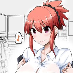 This is a pixiv picture whose title is Yシャツ朱里さん.
