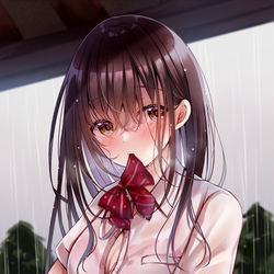 This is a pixiv picture whose title is 「もぉ～びしょびしょ…」.