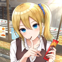 This is a pixiv picture whose title is 早坂とポッキーゲーム.