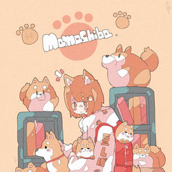 This is a pixiv picture whose title is 「豆しば系女子🐕」.