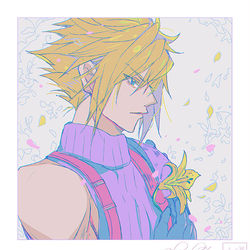 This is a pixiv picture whose title is 「FFVII]花言葉.