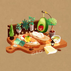 This is a pixiv picture whose title is カッティングボードバルコニー.